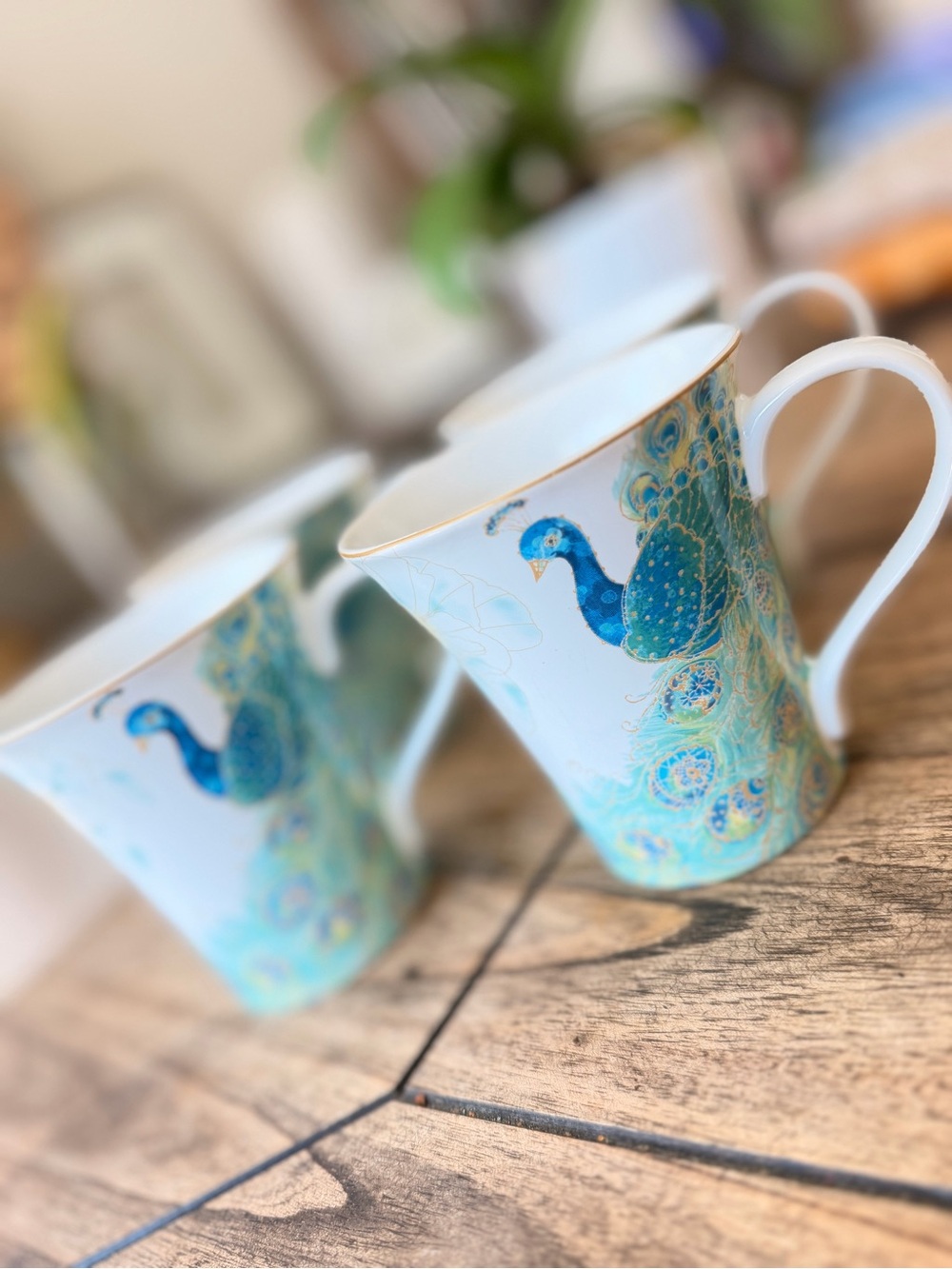 222 Fifth Lakshmi Peacock Jumbo Mug Porcelain Fine dishwasher & microwave safe